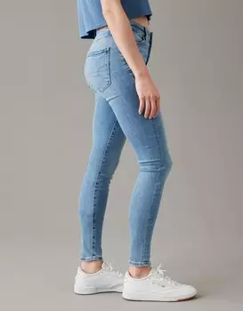 Джеггинсы с V-образной посадкой и завышенной талией AE Next Level American Eagle Outfitters, цвет Blue Daylight