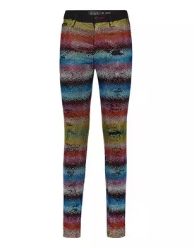 Джеггинсы с высокой талией и кристаллами Rainbow Philipp Plein, мультиколор