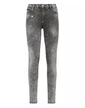 Джеггинсы с высокой талией Iconic Plein PHILIPP PLEIN, цвет storm grey