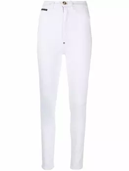 Джеггинсы с завышенной талией Philipp Plein, белый