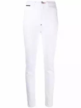 Джеггинсы с завышенной талией Philipp Plein, белый