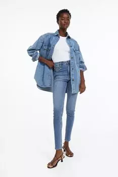 Джеггинсы со сверхвысокой щиколоткой H&M, синий деним