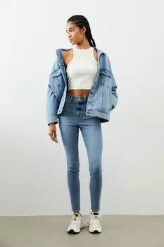 Джеггинсы со сверхвысокой щиколоткой H&amp;M, синий деним