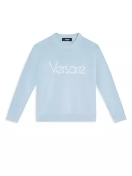 Джемпер 1978 с вышитым логотипом Versace Kids, синий