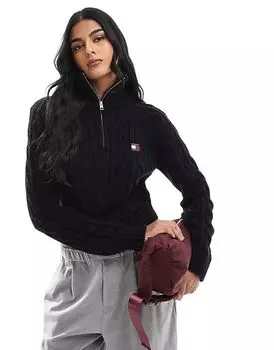 Джемпер 1/4 спицами черного цвета Tommy Jeans