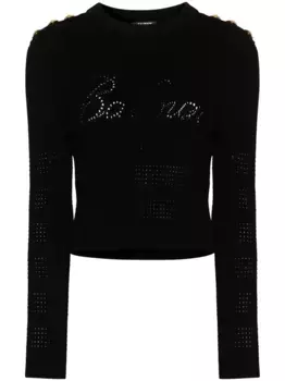 Джемпер 6-Button в рубчик BALMAIN, черный