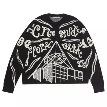 Джемпер Acne Studios Jacquard Logo Jumper, цвет Black/Ecru