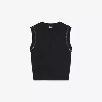 Джемпер эластичной вязки без рукавов с отделкой цепочкой The Kooples, черный