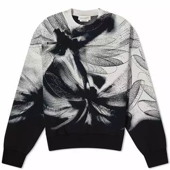 Джемпер Alexander Mcqueen Jacquard Dragonfly Crew Neck, цвет Black,Navy & Ivory
