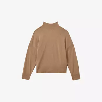 Джемпер Alicia свободного кроя из смеси шерсти и кашемира с воротником-стойкой Reiss, коричневый