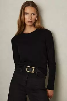 Джемпер Annie из смеси шерсти и кашемира с круглым вырезом Reiss, черный