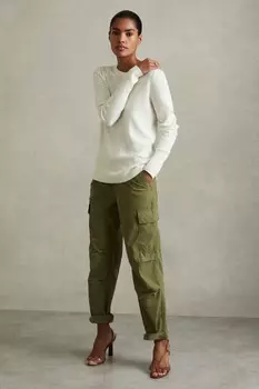 Джемпер Annie из смесовой шерсти с круглым вырезом и кашемиром Reiss, бежевый