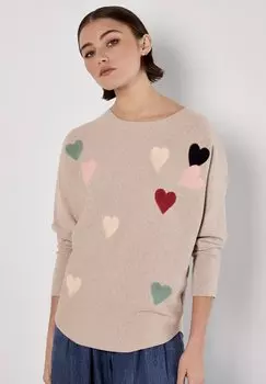Джемпер APPLIQUE HEART BATWING Apricot, бежевый
