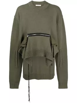 Джемпер асимметричного кроя с карманом на молнии Craig Green, зеленый