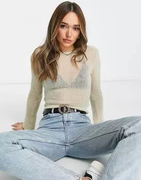 Джемпер ASOS DESIGN из прозрачной пряжи свободного кроя цвета камень