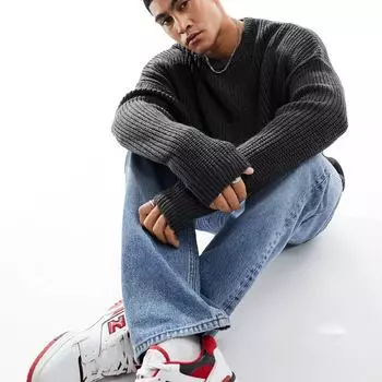 Джемпер Asos Design Knitted Relaxed Fisherman Rib, темно-серый