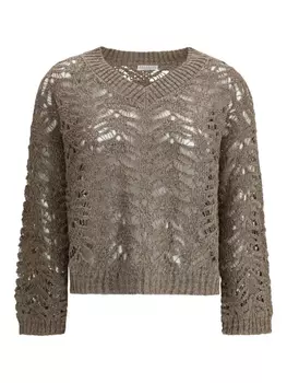 Джемпер ажурной вязки Brunello Cucinelli, коричневый