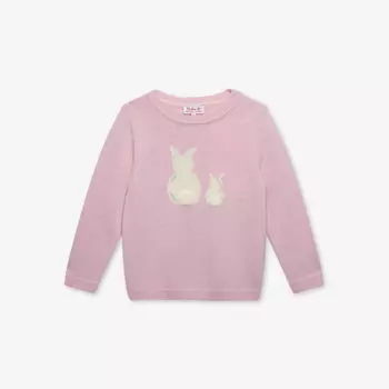 Джемпер bella из смесовой шерсти и кашемира с вышивкой кролика 2–11 лет Trotters, розовый