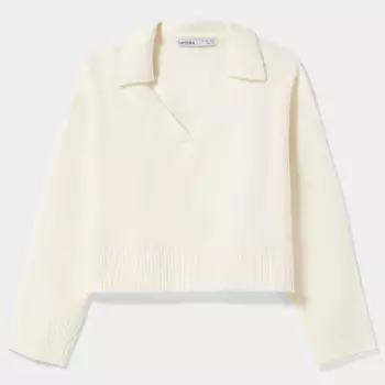 Джемпер Bershka Polo Collar, кремовый