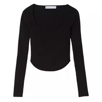 Джемпер Bershka Ribbed Corset, черный