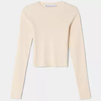 Джемпер Bershka Round Neck, кремовый