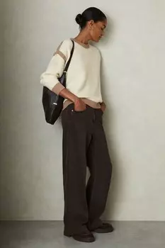 Джемпер Beth Wool с круглым вырезом и цветными блоками Reiss, бежевый