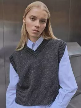 Джемпер без рукавов из флеклой вязки Mango, цвет Medium Grey