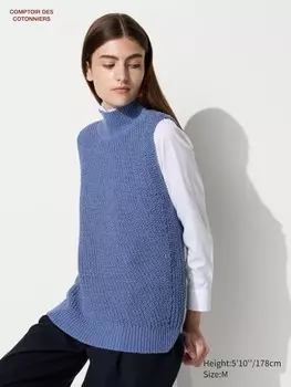 Джемпер без рукавов из смеси хлопка Uniqlo, синий