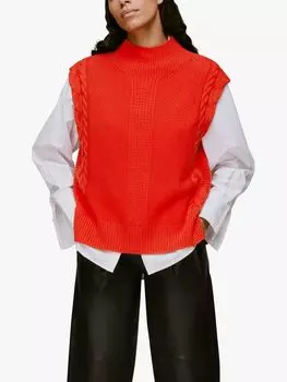 Джемпер без рукавов косой вязки Whistles, красный