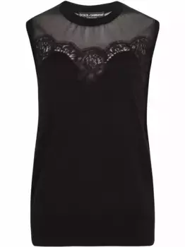 Джемпер без рукавов с кружевом DOLCE & GABBANA, черный