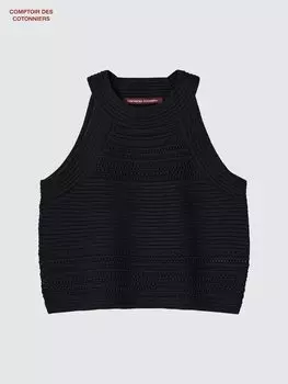 Джемпер без рукавов, связанный крючком Uniqlo, цвет 09 черный