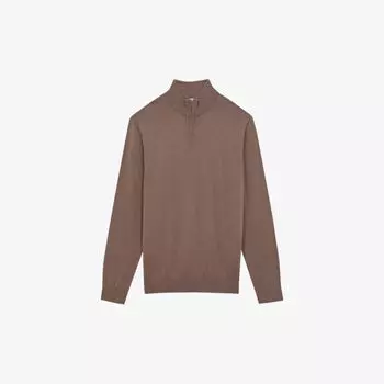 Джемпер Blackhall из мериносовой шерсти с воротником-молнией Reiss, коричневый