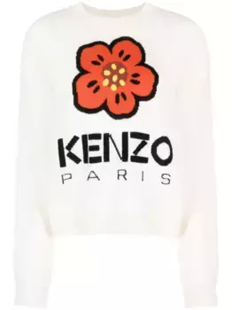 Джемпер Boke Flower вязки интарсия KENZO, белый