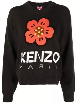 Джемпер Boke Flower вязки интарсия Kenzo, черный