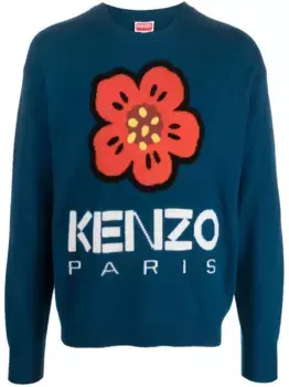 Джемпер Boke Flower вязки интарсия KENZO, синий