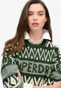 Джемпер BRANDED PATTERN CREW Superdry, зеленый