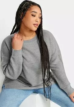 Джемпер BRIGHT PINK DROP SHOULDER Yours Clothing, серый