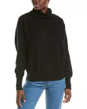 Джемпер Brodie Cashmere Wool & Cashmere-Blend с высоким воротом и свободным кроем «летучая мышь», черный