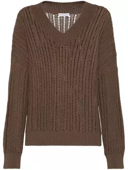 Джемпер Brunello Cucinelli с декором Monili, коричневый