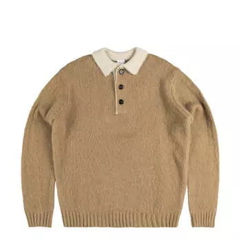 Джемпер brushed wool polo jumper Aspesi, коричневый