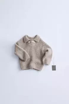 Джемпер букле из шерсти и альпаки ZARA, светло-бежевый