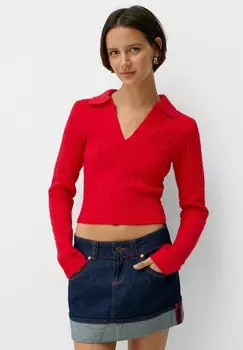 Джемпер CABLE Bershka, красный
