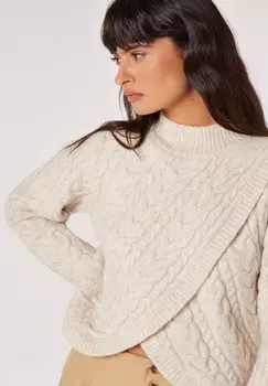 Джемпер CABLE CROPPED WRAP Apricot, серый