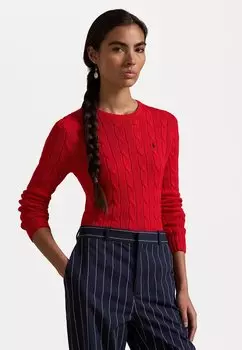 Джемпер CABLE KNIT COTTON CREWNECK SWEATER Polo Ralph Lauren, красный