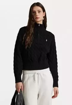 Джемпер CABLE KNIT COTTON QUARTER ZIP JUMPER Polo Ralph Lauren, черный