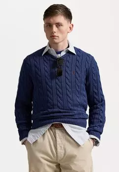 Джемпер CABLE KNIT COTTON SWEATER Polo Ralph Lauren, цвет Light Navy