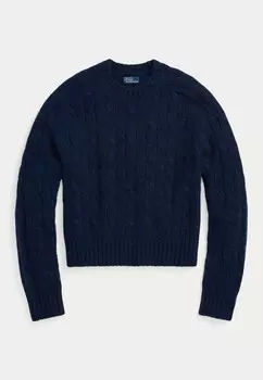 Джемпер CABLE-KNIT WOOL-BLEND CREWNECK SWEATER Polo Ralph Lauren, темно-синий
