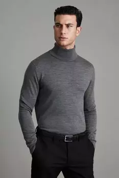 Джемпер Caine slim fit из мериносовой шерсти с высоким воротником Reiss, серый