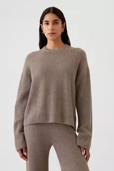 Джемпер Cashsoft с круглым вырезом и узором «шейкер» Gap, бежевый