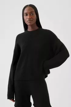 Джемпер Cashsoft с круглым вырезом и узором «шейкер» Gap, черный